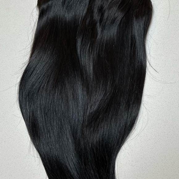 Custom clip in hair extensions 100% human hair 7 pieces doubled weft 18 to 20in - Picture 2 of 4